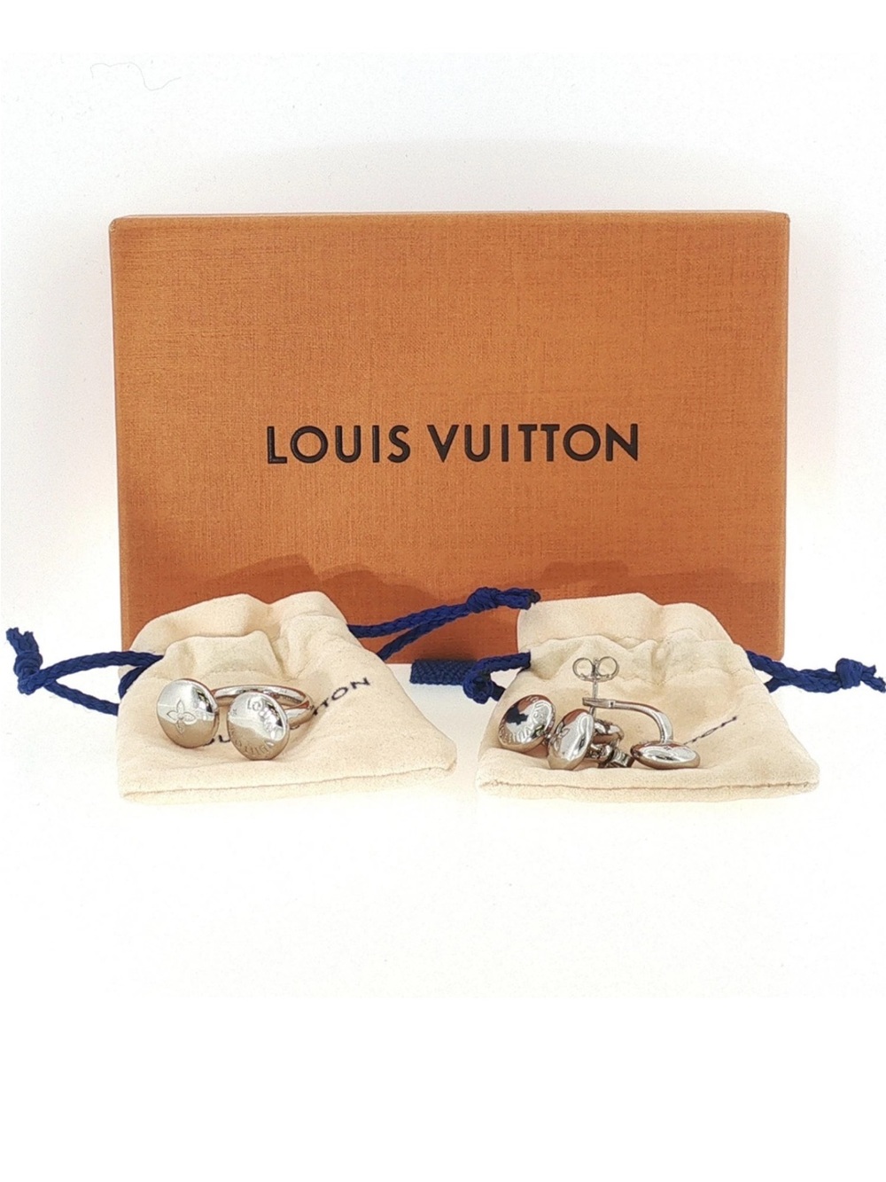 Louis Vuitton Silver Tone Cufflinks and Stud Set